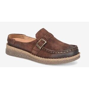 Born Womens 7 M Cory Brown Leather Flat Moccasin Mule Clog Slip-On Loafer NEW